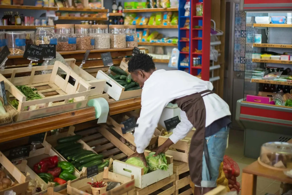 A man working in a supermarket